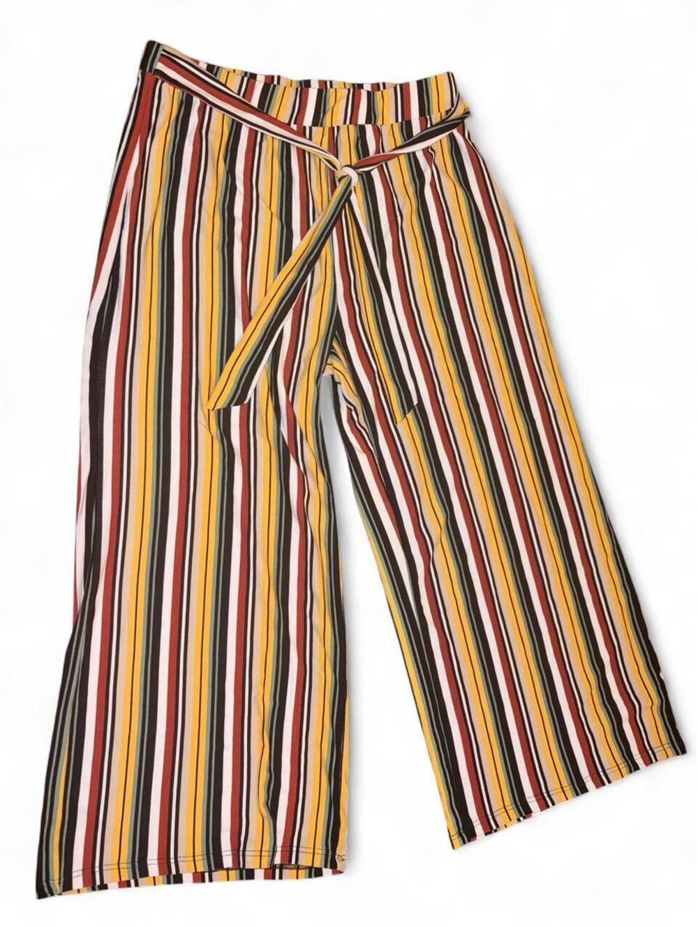 Bobbie Brooks multi-colored vertical striped pants with tie waist